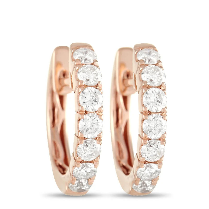 Hoop earrings with enamel stripes for a colorful and eye-catching design-LB Exclusive 14K Rose Gold 0.59ct Diamond Hoop Earrings