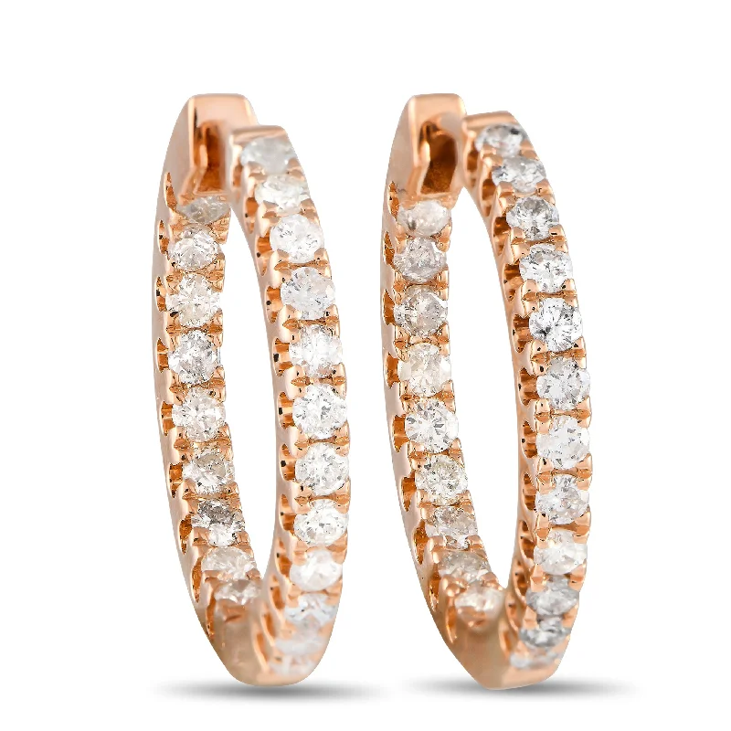 Best hoop earrings with vintage-style detailing for a nostalgic and timeless look-LB Exclusive 14K Rose Gold 1.0ct Diamond Inside-Out Hoop Earrings AER-4633R