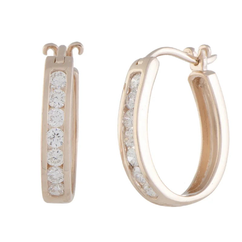 Hoop earrings with textured finishes for a vintage and classic style-LB Exclusive 14K Rose Gold .50 Carat VS1 G Color Diamond Oval Hoop Huggies Earrings