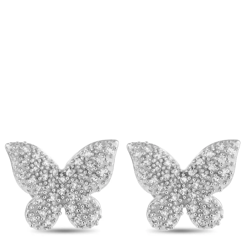 Hoop earrings with a chunky design for a bold and trendy statement-LB Exclusive 14K White Gold 0.16ct Diamond Butterfly Earrings ER28699-W