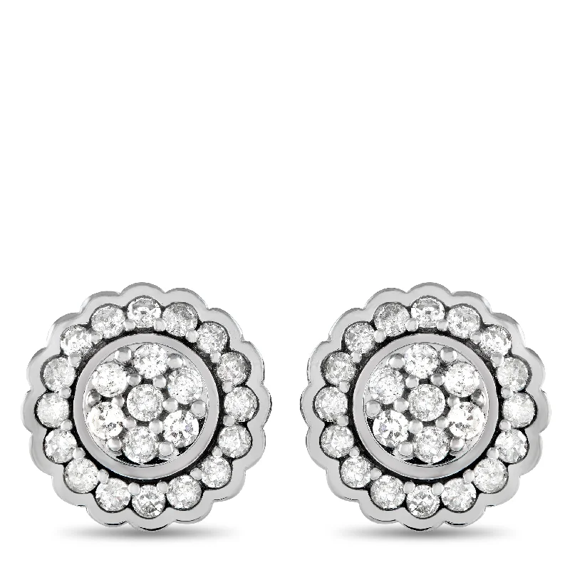 Hoop earrings with snake print designs for an edgy, wild appearance-LB Exclusive 14K White Gold 0.50ct Diamond Flower Earrings ER28408