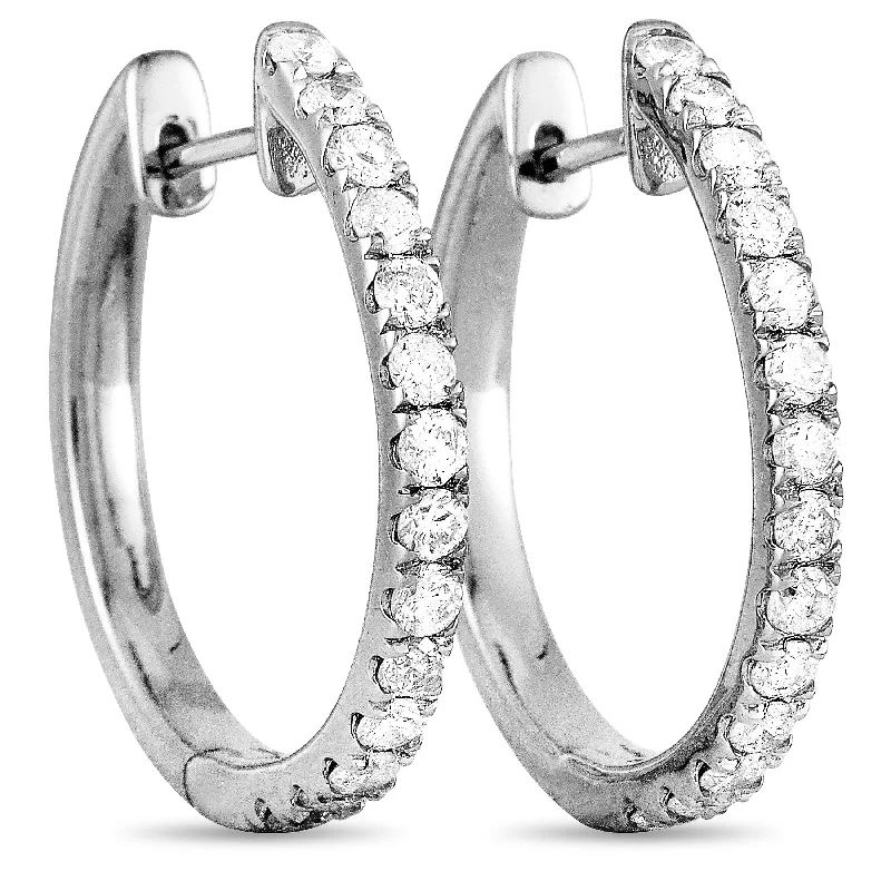 Hoop earrings with gold accents for a warm, elegant statement piece-LB Exclusive 14K White Gold 0.50ct Diamond Hoop Earrings