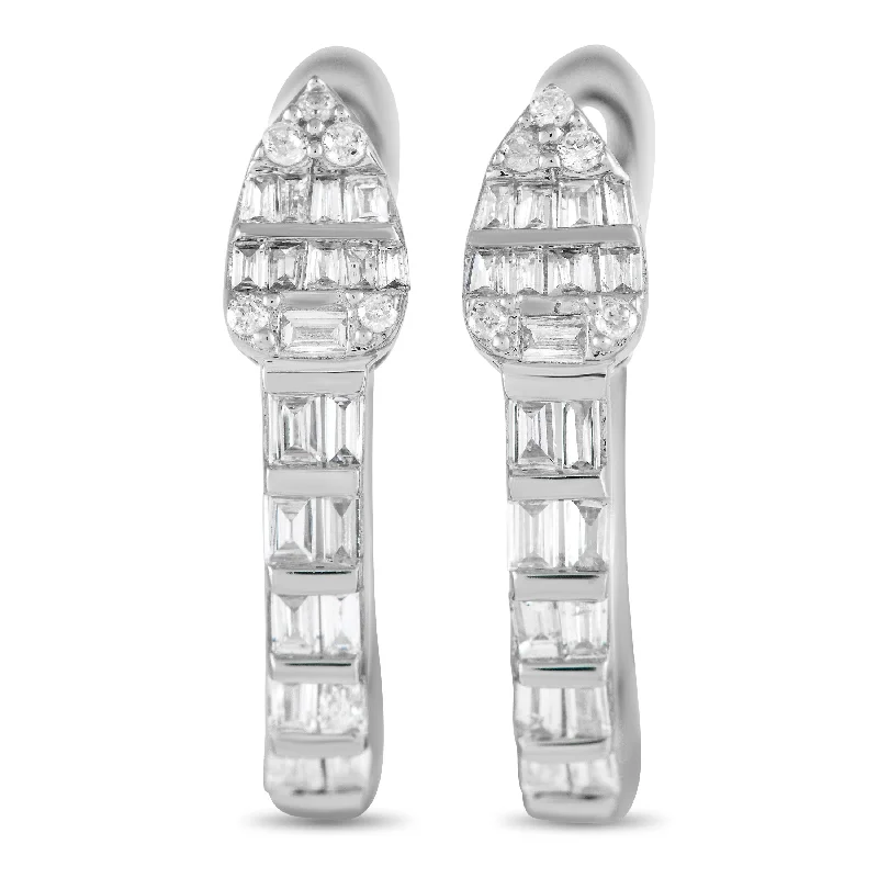 Hoop earrings with rhinestone-studded rims for a glamorous touch-LB Exclusive 14K White Gold 0.70ct Diamond Huggie Earrings ER28547-W