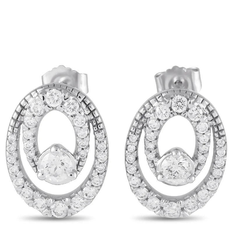 Hoop earrings with circle designs for a classic and timeless shape-LB Exclusive 14K White Gold 1.0ct Diamond Earrings MF09-100124