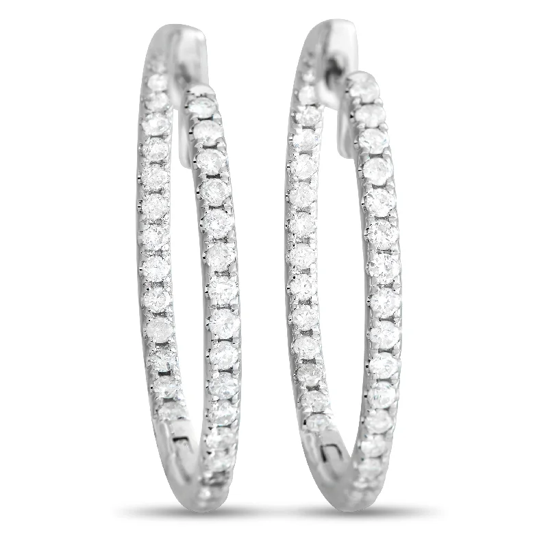 Hoop earrings with rhinestone-studded rims for a glamorous touch-LB Exclusive 14K White Gold 1.0ct Diamond Inside-Out Hoop Earrings