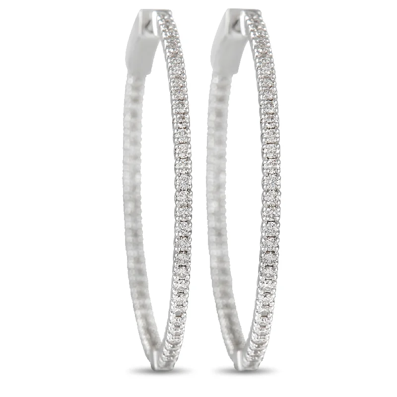 Best hoop earrings with sparkling cubic zirconia for a brilliant, budget-friendly effect-LB Exclusive 14K White Gold 1.34ct Diamond Inside-Out Hoop Earrings