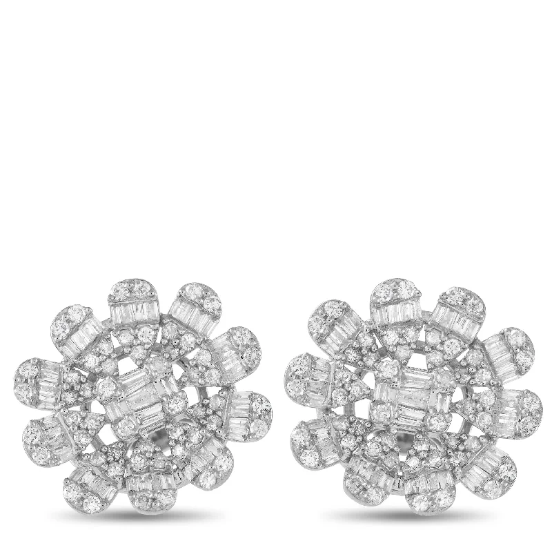 Hoop earrings with a matte finish for a sleek and sophisticated appearance-LB Exclusive 14K White Gold 1.50ct Diamond Flower Earrings ER28991-W