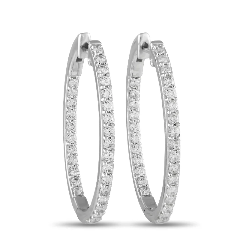 Best hoop earrings with detachable studs for a versatile and adjustable accessory-LB Exclusive 14K White Gold 1.50ct Diamond Inside-Out Hoop Earrings ER28054