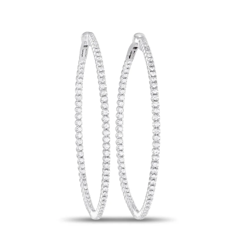 Best hoop earrings with delicate chain details for a trendy and stylish design-LB Exclusive 14K White Gold 1.70ct Diamond Inisde-Out Hoop Earrings MF05-101223