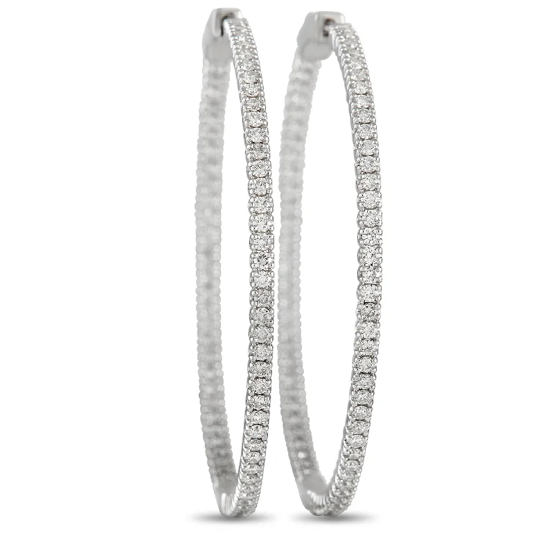 Best hoop earrings with detachable studs for a versatile and adjustable accessory-LB Exclusive 14K White Gold 1.77ct Diamond Inside-Hoop Earrings