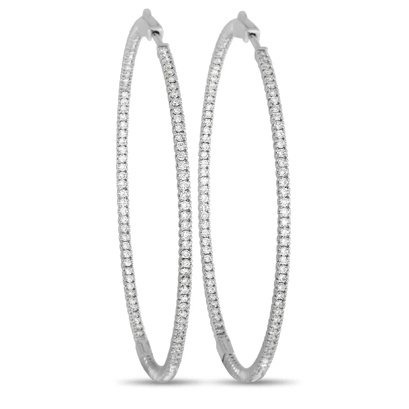 Hoop earrings with resin accents for a bold and colorful design-LB Exclusive 14K White Gold 2.31 ct Diamond Inside Out Hoop Earrings K5024E84