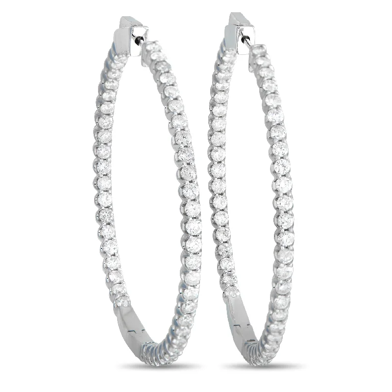 Hoop earrings with artistic filigree designs for an intricate, delicate finish-LB Exclusive 14K White Gold 3.35ct Diamond Inside-Out Hoop Earrings