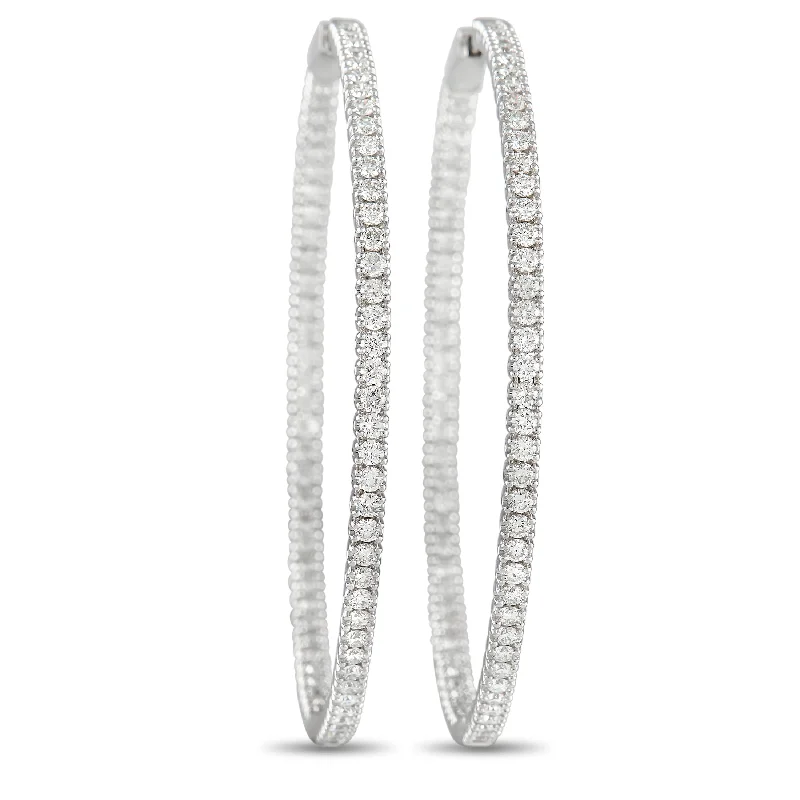 Best hoop earrings with minimalist designs for a clean and modern aesthetic-LB Exclusive 14K White Gold 3.74ct Diamond Inside-Out Hoop Earrings