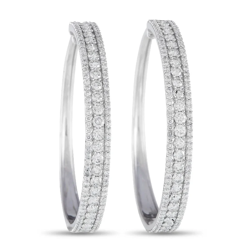 Hoop earrings with textured finishes for a vintage and classic style-LB Exclusive 14K White Gold 7.0ct Diamond Tapered Hoop Earrings