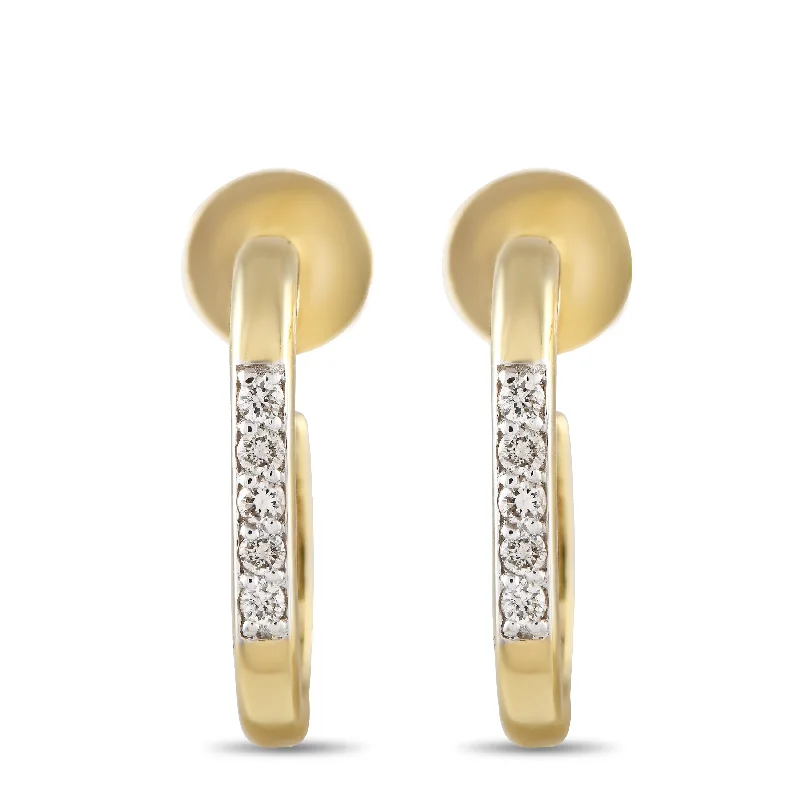 Stylish hoop earrings with diamond accents for an elegant and sparkling effect-LB Exclusive 14K Yellow Gold 0.10ct Diamond Earrings ER28692-Y