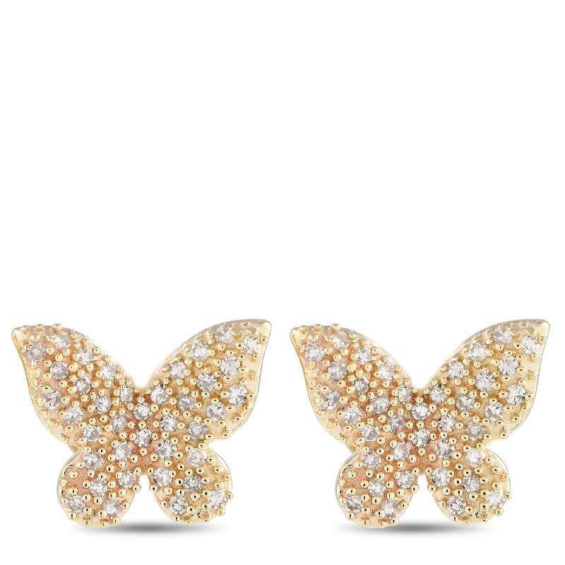 Best hoop earrings with sterling silver for an affordable and chic design-LB Exclusive 14K Yellow Gold 0.16ct Diamond Butterfly Earrings ER28193-Y