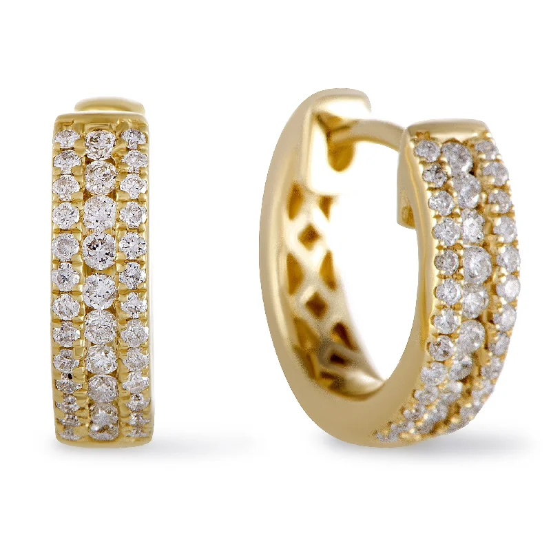 Stylish hoop earrings with diamond accents for an elegant and sparkling effect-LB Exclusive 14K Yellow Gold 0.35 ct Diamond Small Hoop Huggies Earrings