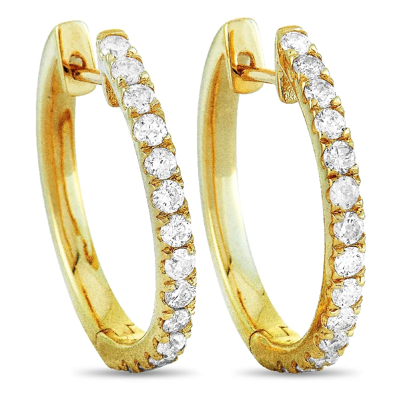 Hoop earrings with cut-out designs for a creative and lightweight effect-LB Exclusive 14K Yellow Gold 0.50ct Diamond Hoop Earrings