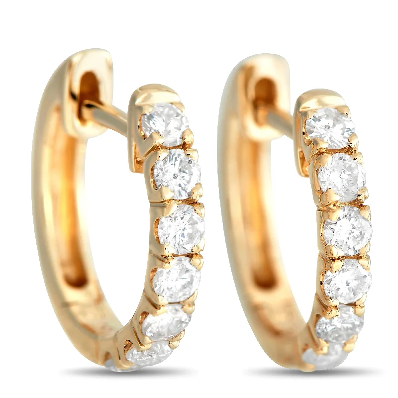 Best hoop earrings with geometric triangle shapes for a modern, chic design-LB Exclusive 14K Yellow Gold 0.59ct Diamond Hoop Earrings