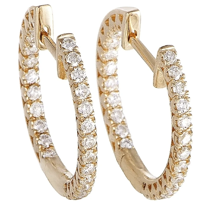 Hoop earrings with diamond-cut surfaces for added sparkle and shine-LB Exclusive 14K Yellow Gold 0.66ct Diamond Inside-Out Hoop Earrings