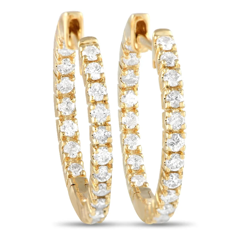 Best hoop earrings with minimalist designs for a clean and modern aesthetic-LB Exclusive 14K Yellow Gold 0.81ct Diamond Inside-Out Hoop Earrings