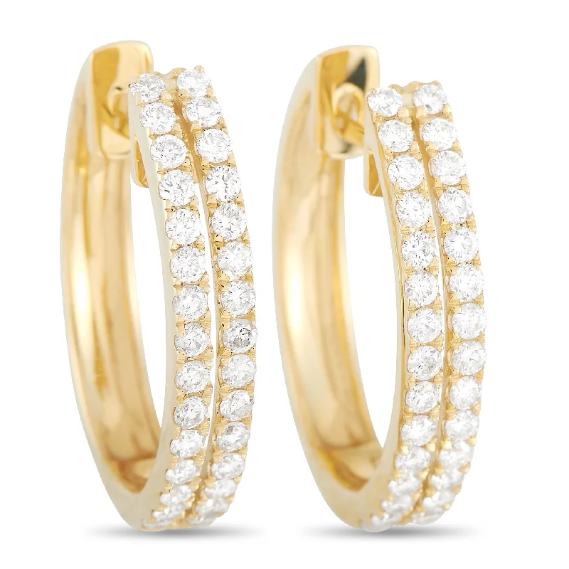 Best hoop earrings with matching bracelets for a coordinated jewelry set-LB Exclusive 14K Yellow Gold 1.00 ct Diamond Hoop Earrings