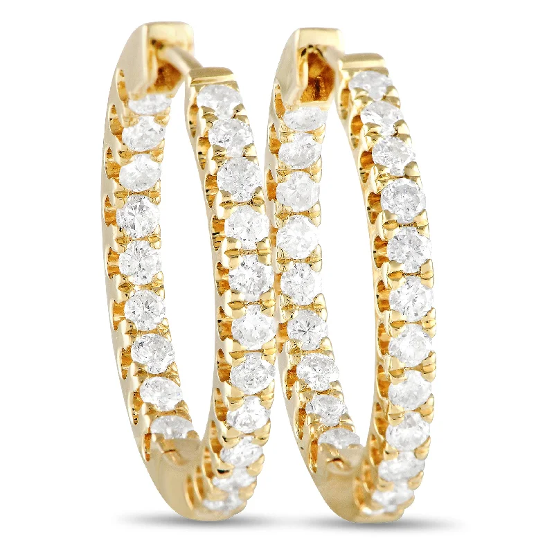 Best hoop earrings with infinity designs for a timeless and meaningful symbol-LB Exclusive 14K Yellow Gold 1.0ct Diamond Inside-Out Hoop Earrings