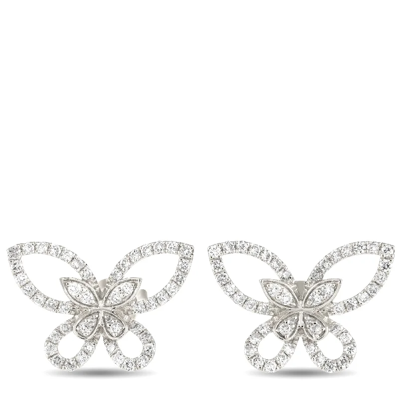 Best hoop earrings with vintage coins for a retro, antique-inspired style-LB Exclusive 18K White Gold 0.75ct Diamond Butterfly Earrings AER-16725