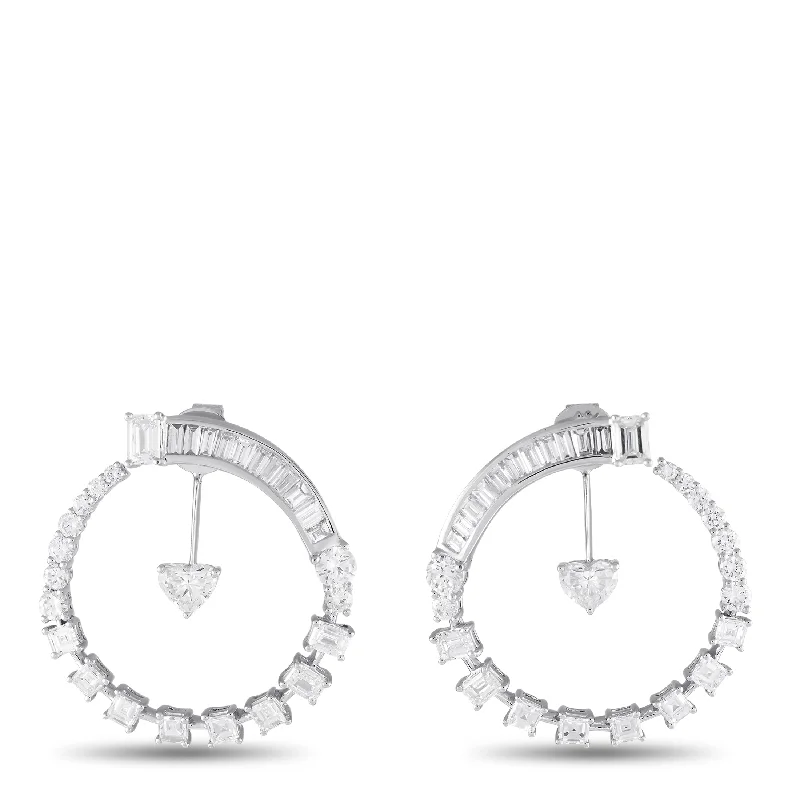 Hoop earrings with faceted crystals for added sparkle and shine-LB Exclusive 18K White Gold 6.88ct Diamond Earrings AER-18519