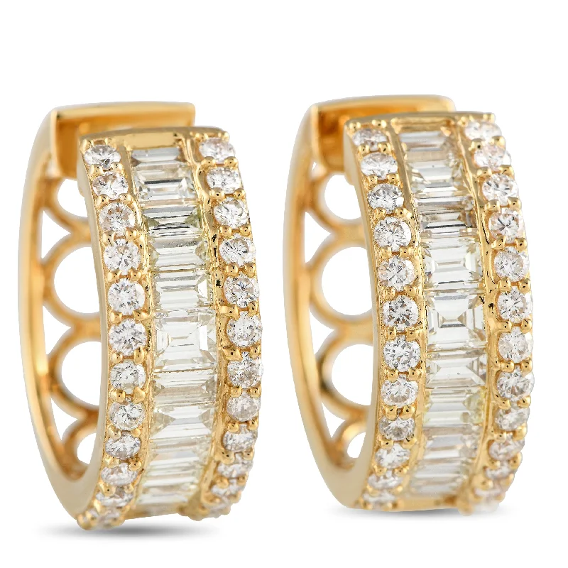 Best hoop earrings with tribal designs for a cultural and exotic aesthetic-LB Exclusive 18K Yellow Gold 2.90ct Diamond Hoop Earrings