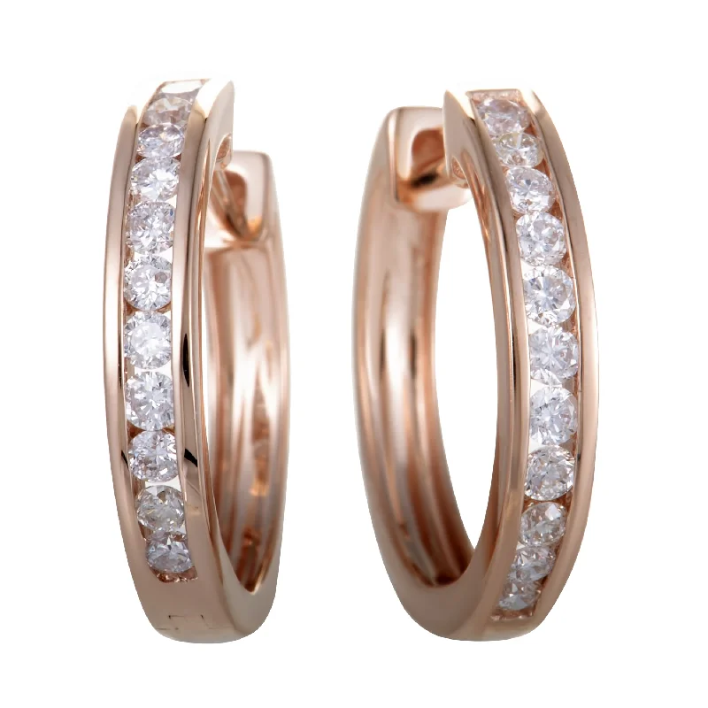 Hoop earrings with faceted crystals for added sparkle and shine-LB Exclusive ~.50ct Small 14K Rose Gold Diamond Hoop Earrings