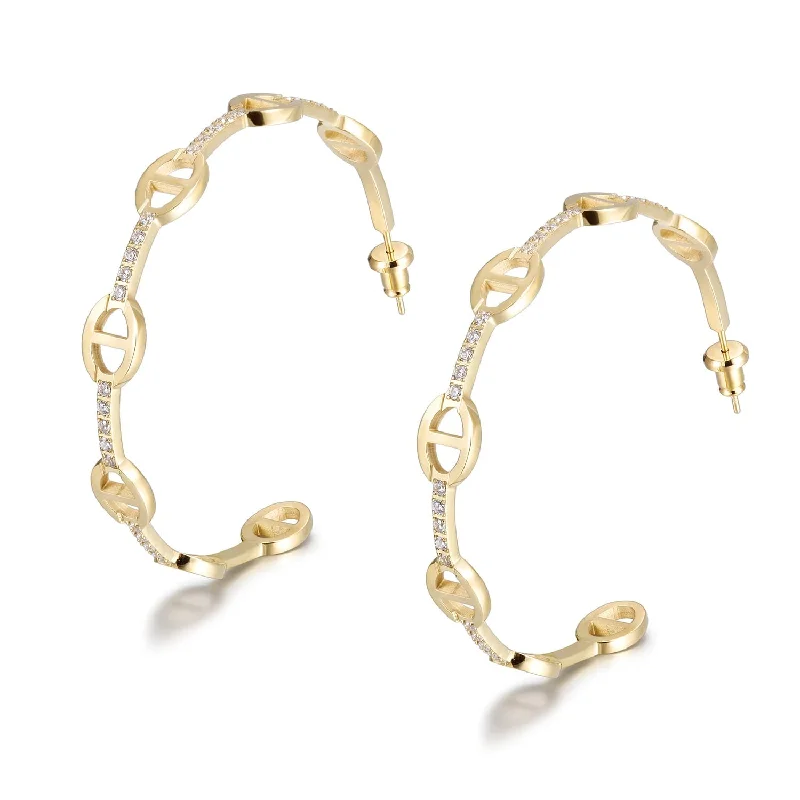 Best hoop earrings with snake chain details for a sleek and modern touch-Marine Diamond Hoops