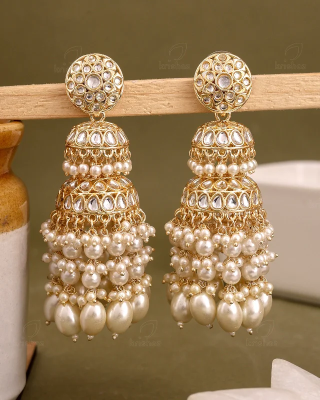 Best hoop earrings with minimal embellishments for a sleek and modern look-Mirza Kundan Jhumki