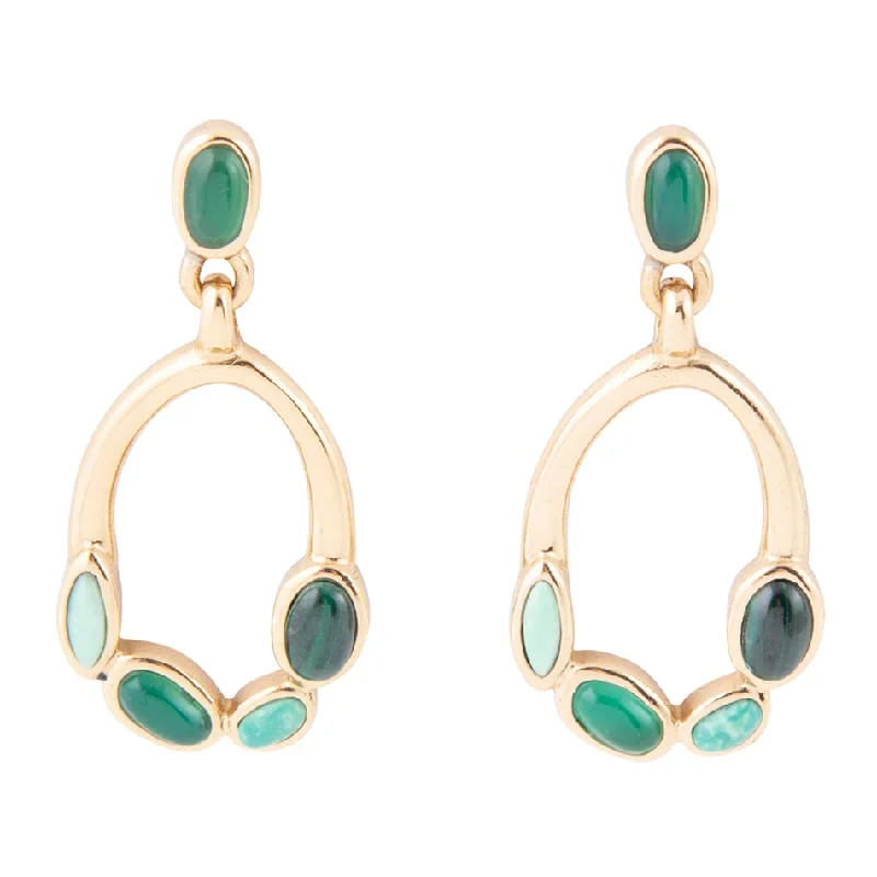 Hoop earrings with polished silver finish for a shiny, modern appeal-Multi Green Stones Golden Earrings