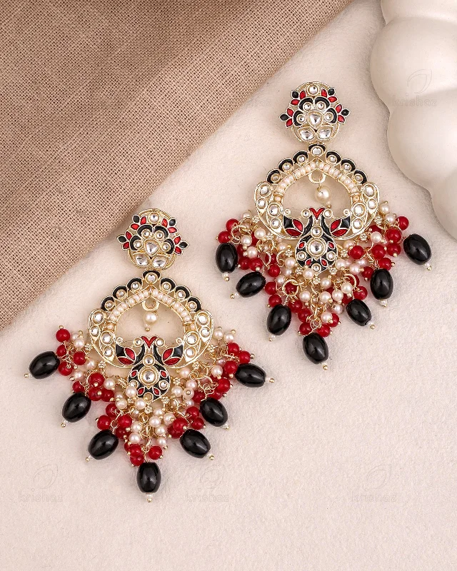 Hoop earrings with diamond-cut surfaces for added sparkle and shine-Neeta Kundan Danglers-M