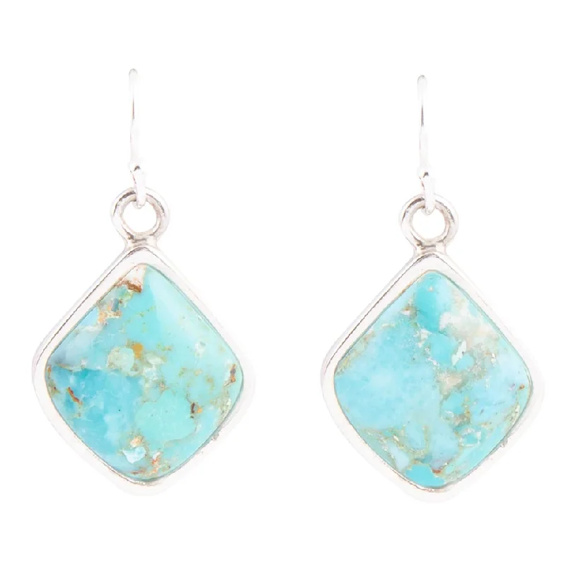 Hoop earrings with floral motifs for a feminine and nature-inspired look-Puzzled Blue Turquoise Sterling Silver Earrings