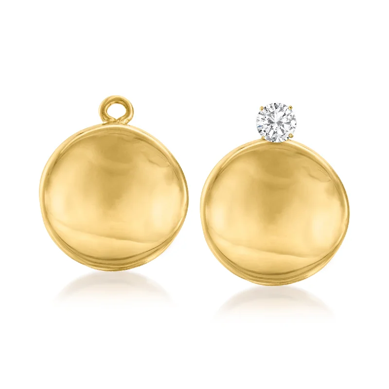 Best hoop earrings with minimal embellishments for a sleek and modern look-Ross-Simons 14kt Yellow Gold Concave Petite Disc Drop Earring Jackets