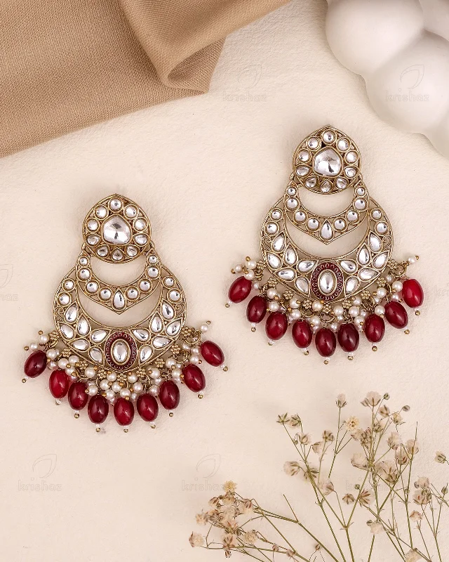 Best hoop earrings with detachable studs for a versatile and adjustable accessory-Ruhani Kundan Danglers-M