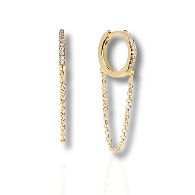 Large hoop earrings for a bold and statement-making fashion accessory-Serena- Chain Huggies