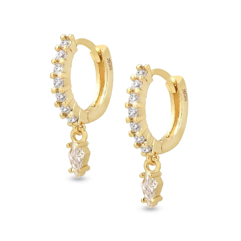 Hoop earrings with colorful beads for a fun and playful vibe-Silhouette Diamond Huggies