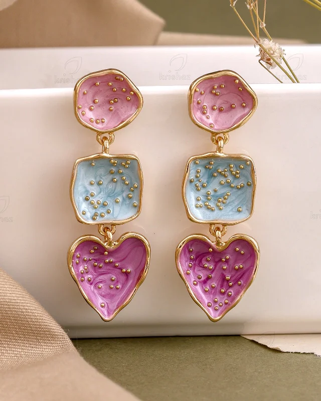 Best hoop earrings with enamel details for a colorful and modern look-Starlette Fashionable Danglers-E