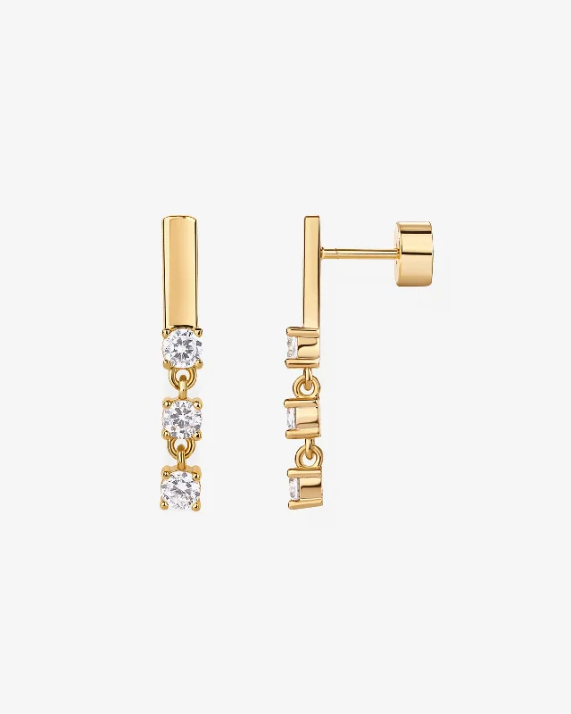 Best hoop earrings with enamel details for a colorful and modern look-Triple Stone Drop Screwbacks