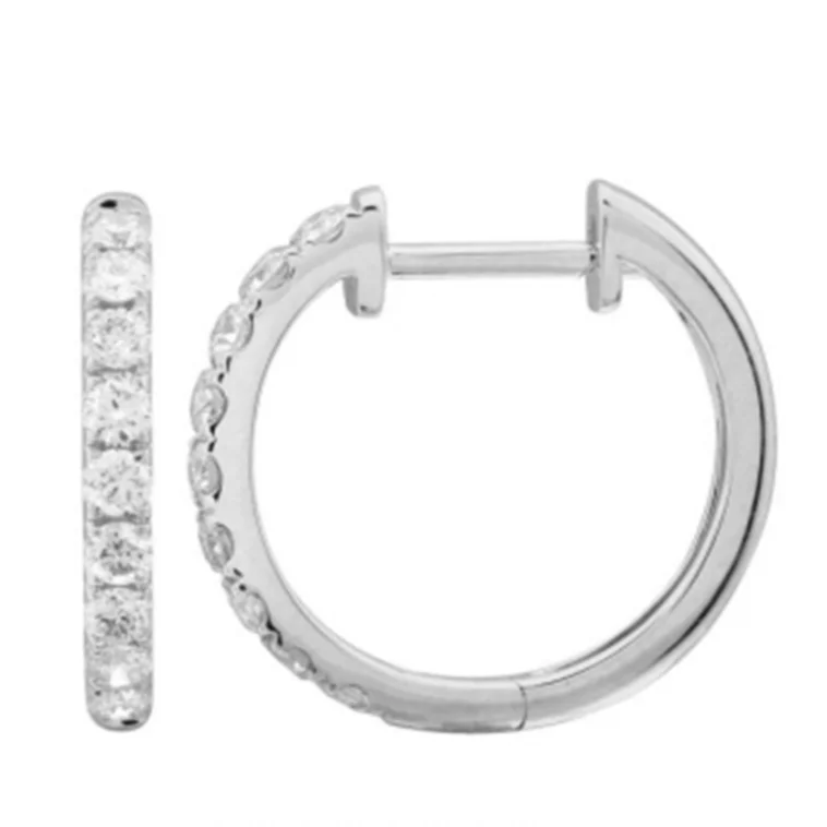 Hoop earrings with braided patterns for a detailed and textured finish-14K Diamond Huggie Earrings