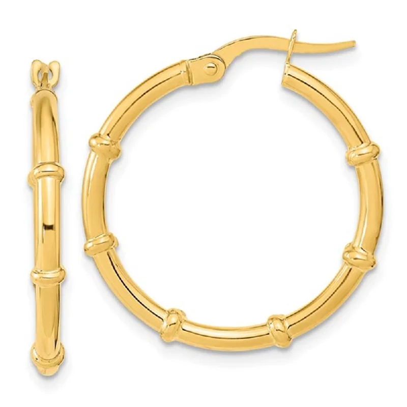 Hoop earrings with a matte finish for a sleek and sophisticated appearance-Yellow Gold Bamboo Hoops