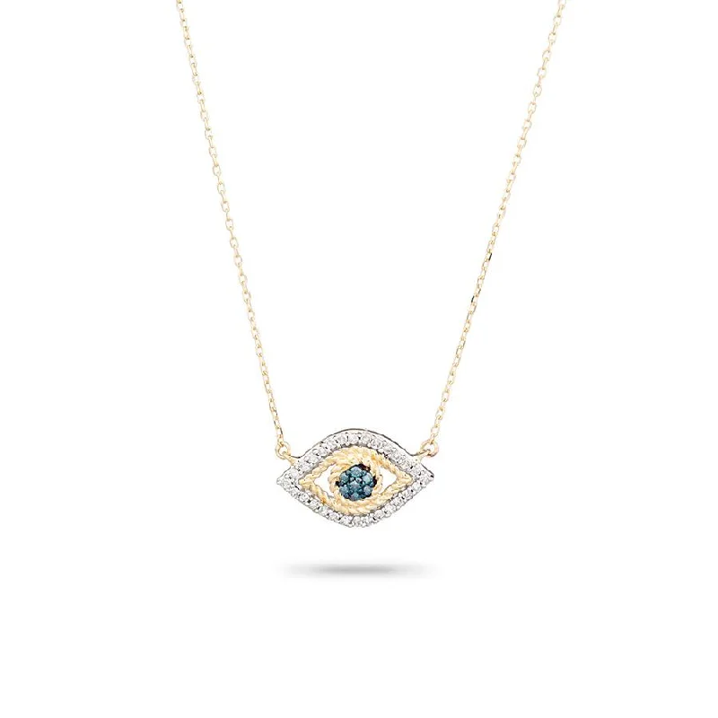 Best necklaces and pendants with layered designs for a chic, stacked look-14K Tiny Pave Evil Eye Necklace