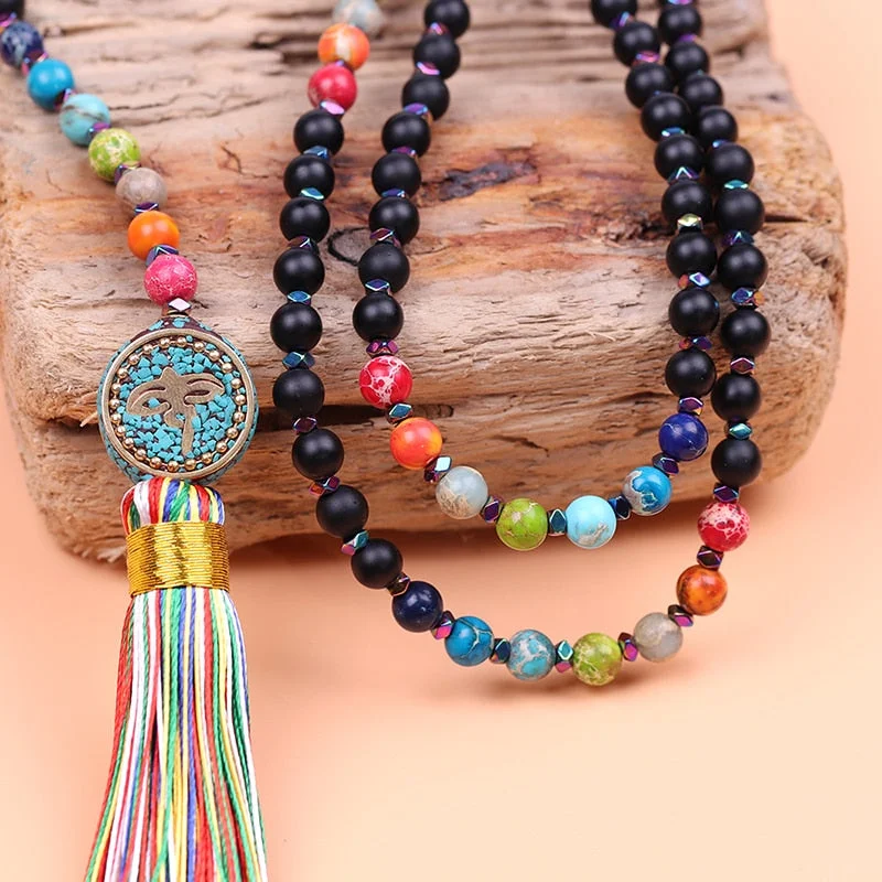 Necklaces and pendants with infinity love symbols for an eternal, romantic gesture-7 Chakra Healing Mala