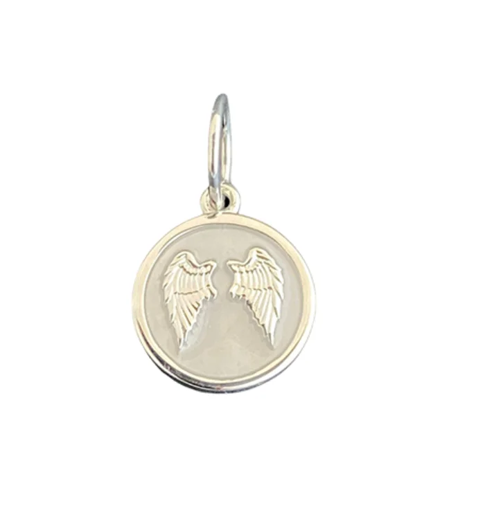 Unique necklaces and pendants with engraved messages for a sentimental gift-Angel Wings Silver/Ivory