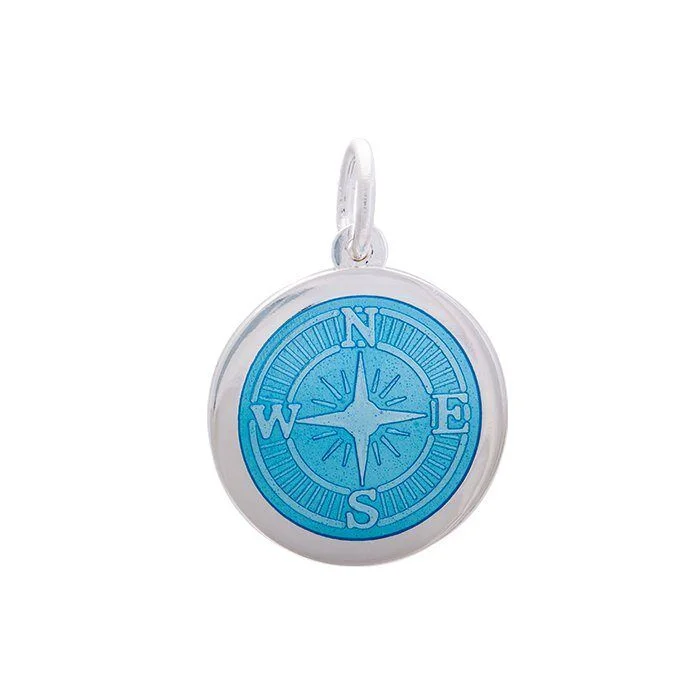 Personalized necklaces and pendants with name engravings for a custom touch-Compass Rose Light Blue