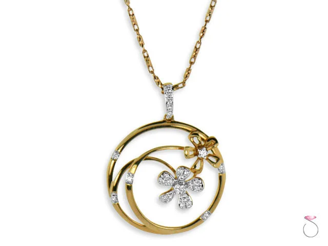 Elegant necklaces and pendants with onyx stones for a sleek, polished look-Diamond Flower Pendant .22ctw in 18K Rose Gold