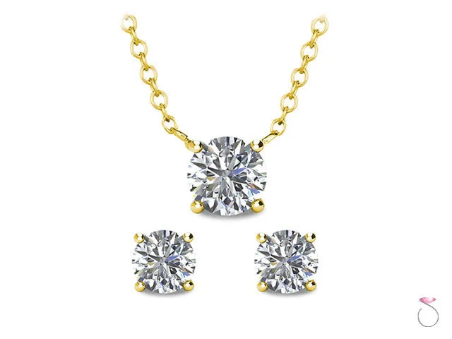 Necklaces and pendants with personalized charms for a custom piece of jewelry-Diamond Solitaire Stud Earrings Pendant set 1/2ct with Chain in 14K